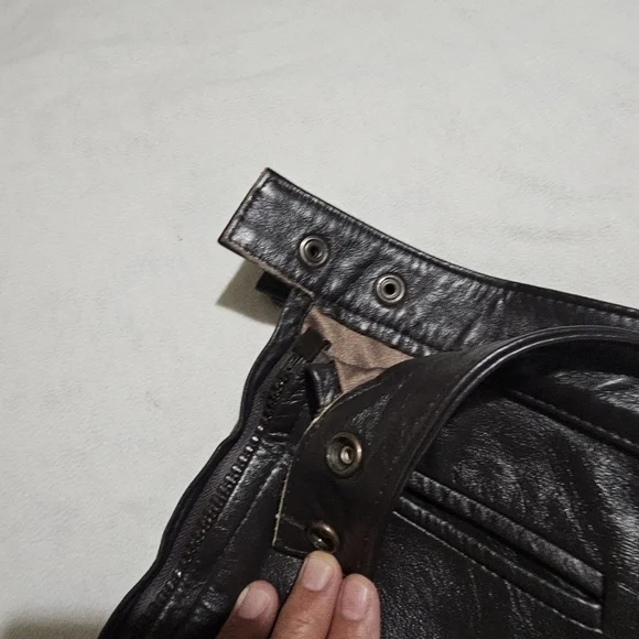 Leather pants. Brown Women's size 28 button waist zipper down the leg - Picture 5 of 7